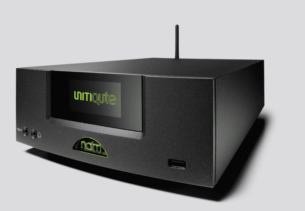 Naim UnitiQute 2 in zwart, een compact en modern all-in-one audiosysteem, perfect voor elke muziekliefhebber