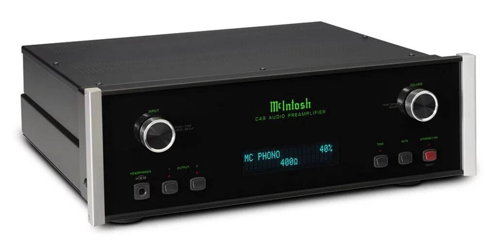 McIntosh C49 Voorversterker - Hoogwaardige 2-kanaals solid-state voorversterker met modulaire digitale audiomodule en klassieke McIntosh-ontwerpkenmerken