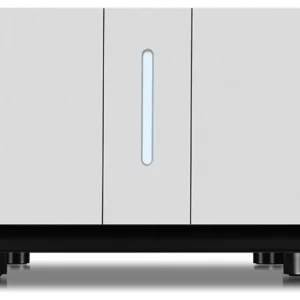 Pair of Quad Artera Mono high-fidelity monoblock power amplifiers in sleek silver design
