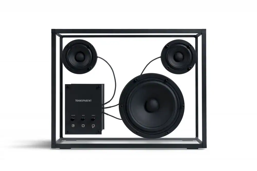Transparent Speaker in zwarte uitvoering, frontaal