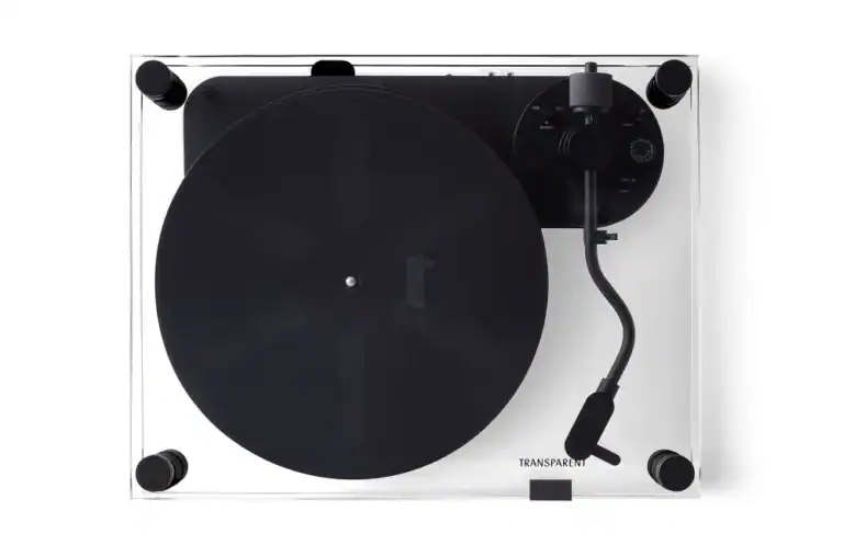 Transparent Turntable bovenaanzicht met transparant chassis