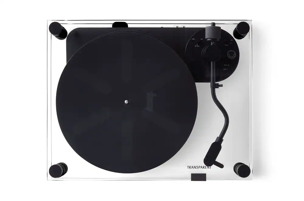 Transparent Turntable bovenaanzicht met transparant chassis