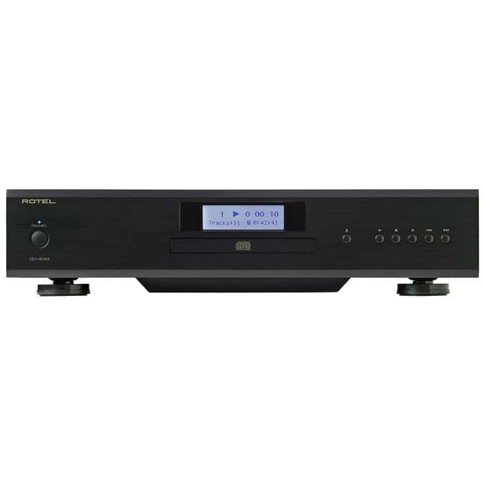 Rotel CD14 MKII cd-speler in zwarte uitvoering, hoogwaardige cd-speler met 32-bit DAC en elegante vormgeving.